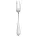 A silver fork with a black base and white background.