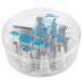 A plastic container with a variety of Ateco stainless steel piping tips.