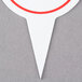 A white pin with a red circle and red border.