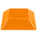 An orange square melamine bowl with a logo on it.