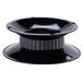 A black melamine pedestal with a hole in the top.