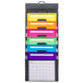 A grey Smead cascading wall organizer with colorful folders inside.