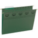 A green Smead TUFF hanging file folder with black text on the tab.
