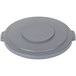 A grey plastic disc lid for a Carlisle Bronco trash can with a circular hole.