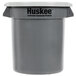 A grey plastic bucket with a white lid.
