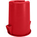 A Carlisle red plastic trash can with a lid.