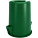 A Carlisle green plastic round trash can with a lid.