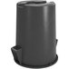 A Carlisle gray plastic round trash can with a lid.