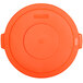 An orange plastic Carlisle Bronco lid with a handle.