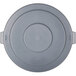 A Carlisle gray plastic lid with handles on it over a white background.