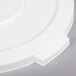 A white plastic lid with a round edge.