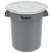 A grey Continental Huskee round trash can with a grey lid.