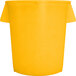 A yellow Carlisle Bronco trash can with two handles.