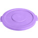 A Carlisle purple plastic lid with a circle.