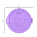 A purple plastic Carlisle Bronco trash can lid for a 20 gallon round container.