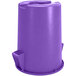 A purple Carlisle Bronco round trash can with a lid.