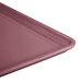 A close-up of a rectangular raspberry cream colored Cambro dietary tray.