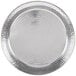 A round silver American Metalcraft stainless steel tray with a textured surface.