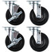 A set of 4 Vulcan swivel plate casters with black wheels.