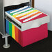 A file cabinet with colorful Smead hanging files.