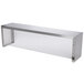 A white rectangular metal shelf with a silver metal top.