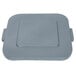 A Rubbermaid grey square lid with handles for a grey plastic container.