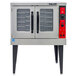 A Vulcan commercial convection oven with a red panel.