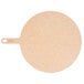 A round Epicurean wood pizza peel with a handle.