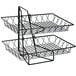 A Cal-Mil two tier wire basket rack on a counter.