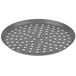 An American Metalcraft 12" Super Perforated Hard Coat Anodized Aluminum Cutter Pizza Pan with round holes.
