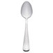 A stainless steel Libbey Aspire teaspoon with a white handle.