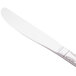 A Libbey Lady Astor stainless steel entree knife with a fluted blade and a solid handle.