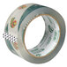 A roll of Duck Tape clear premium packaging tape with green text.