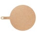 A round brown Richlite wood pizza peel with a handle.