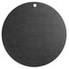 A black round Epicurean wood fiber pizza board with a hole in the middle.