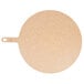 An Epicurean round brown wood pizza peel with a handle.