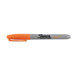 The black tip of a Sharpie permanent marker with neon orange packaging.