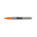 A close-up of a Sharpie Neon Orange Fine Tip Permanent Marker with an orange tip and black handle.
