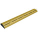 A gleaming gold metal curved strip with a black stripe along the bottom.
