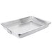 A silver rectangular Vollrath aluminum baking pan with handles.