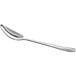 A close-up of a Choice Windsor stainless steel grapefruit spoon with a handle.