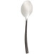 A Chef & Sommelier stainless steel teaspoon with a black wooden handle.