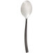 A Chef & Sommelier stainless steel dinner spoon with a black oak handle.