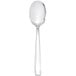 An Arcoroc stainless steel sauce spoon with a white background.