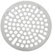 A circular metal T&S flat strainer with holes.