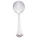 A World Tableware Resplendence stainless steel bouillon spoon with a silver handle.