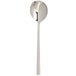 An Arcoroc stainless steel soup spoon with a long handle.