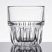 A close up of a Libbey Everest rocks glass with a faceted rim.