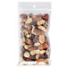 A LK Packaging clear plastic food bag with nuts and seeds inside.