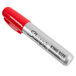 A close-up of a Sharpie King Size red chisel tip marker.